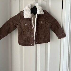 Kids Brown Corduroy Jacket with Sherpa Collar